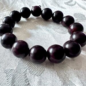 Wooden Bead Bracelet Unisex Size 7-8 Chocolate Brown Handmade